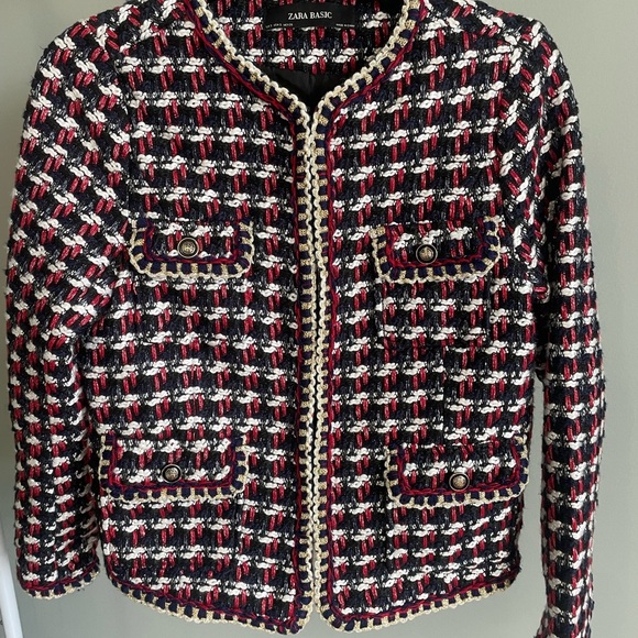 Zara Short Tweed Jacket with Buttons Size Small - Picture 2 of 5